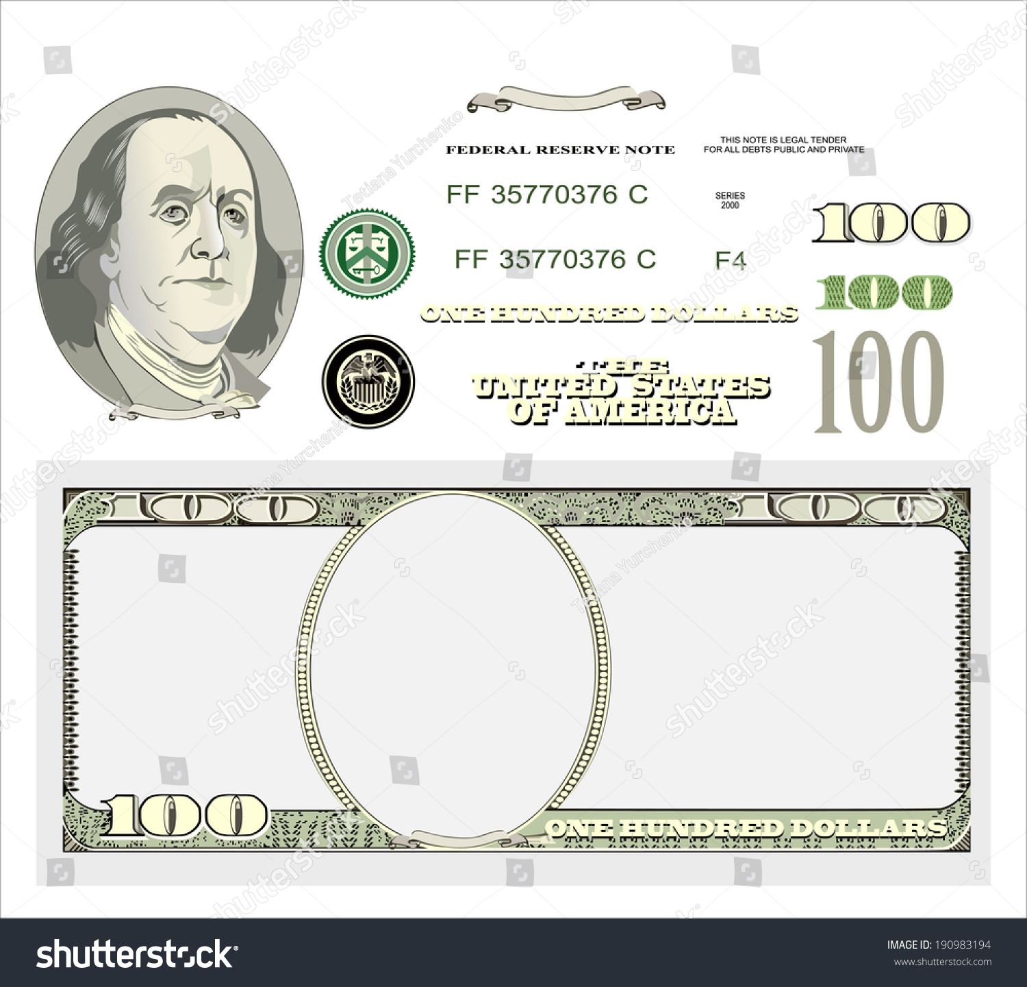 Set Detailed Vector Ornaments Hundred Dollar Stock Vector (Royalty Free ...