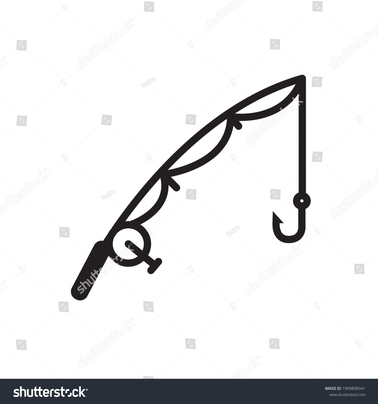 Fishing Rod Outline Icon Fishing Rod Stock Vector (Royalty Free ...