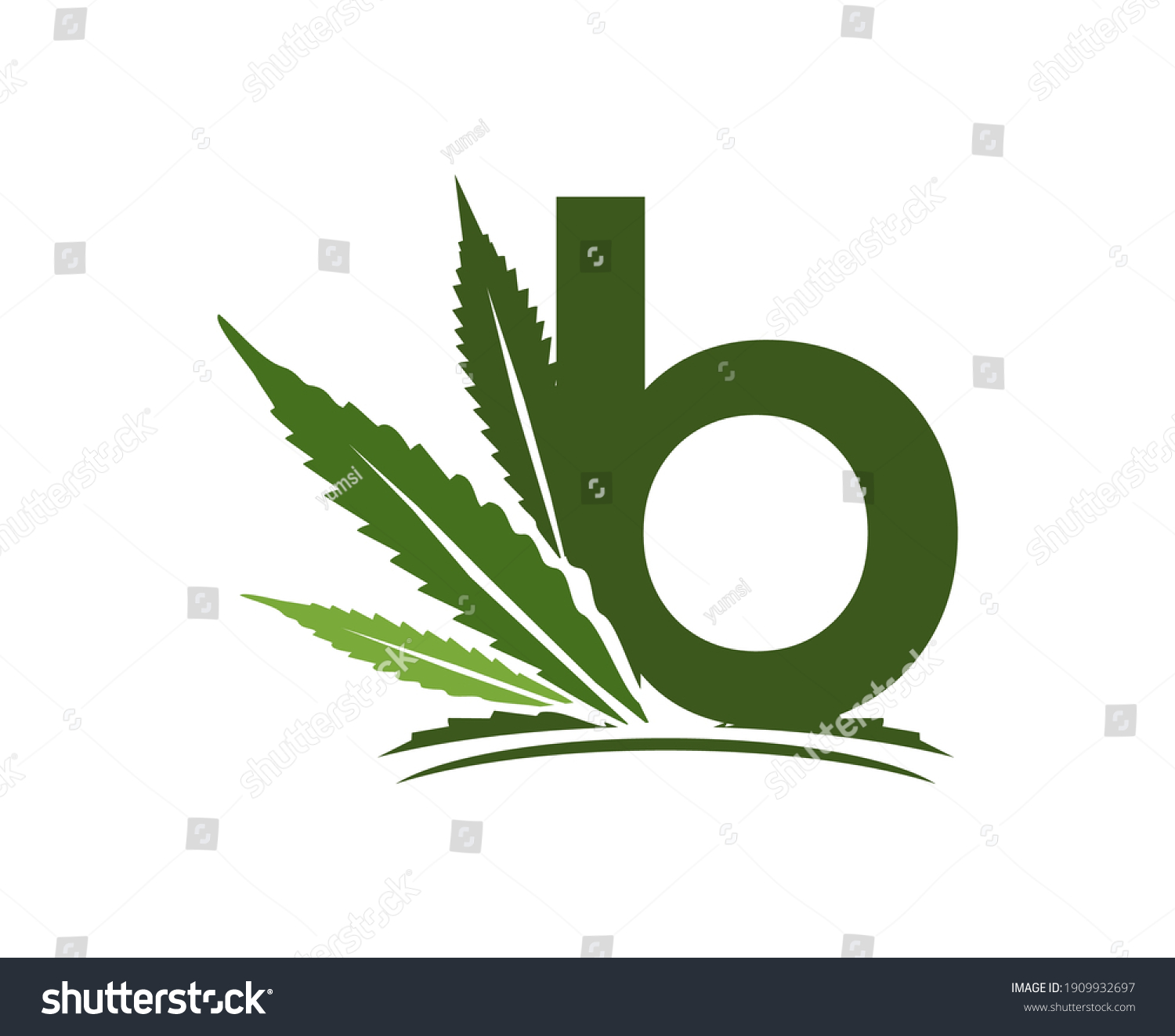 Letter B Cannabis Logo Template Marijuana Stock Vector (Royalty Free ...