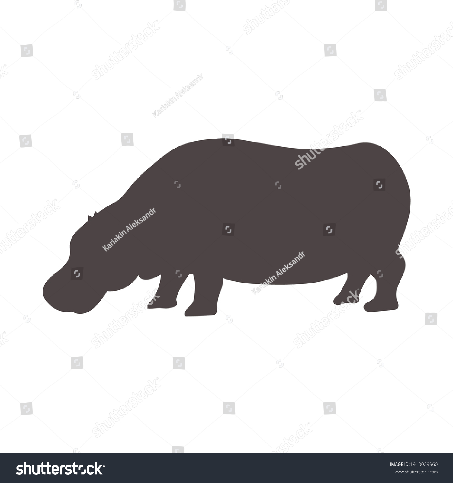 Animal Silhouette Hippo Vector Illustration Stock Vector (Royalty Free ...