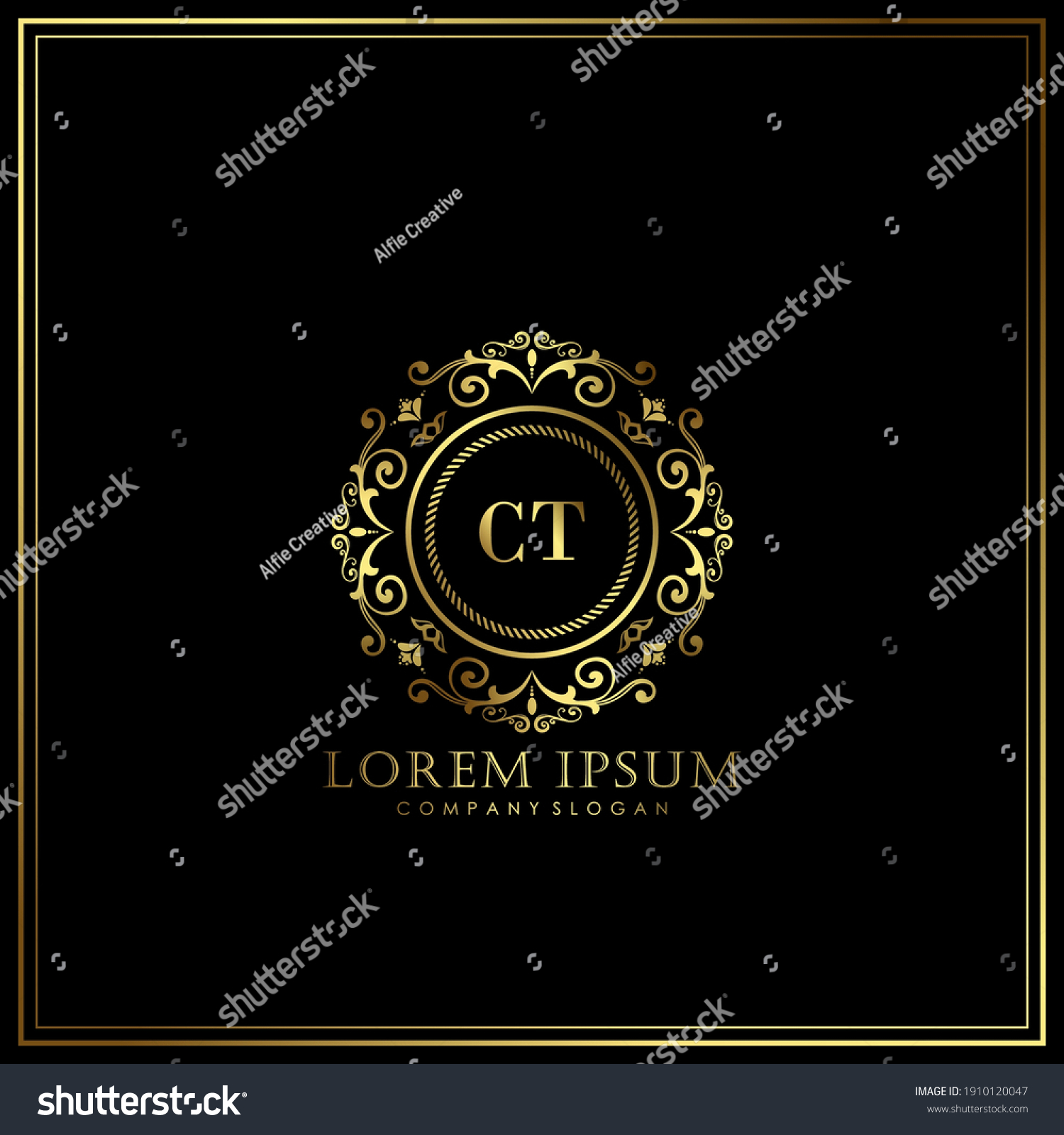 Ct Initial Letter Luxury Logo Template Stock Vector (Royalty Free ...