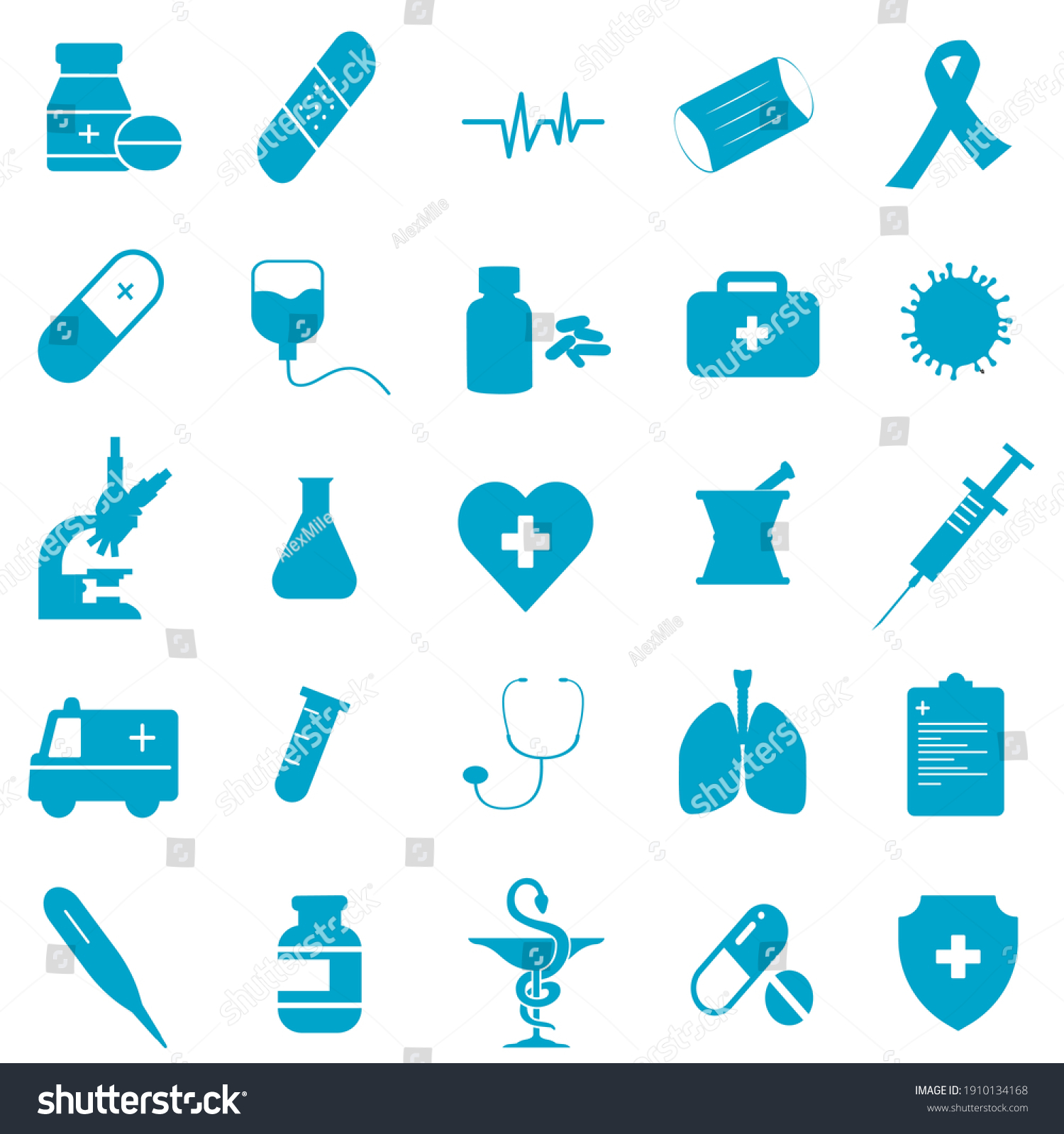 Medicine Health Healthcare Icons Set Outline Stock Vector (Royalty Free ...