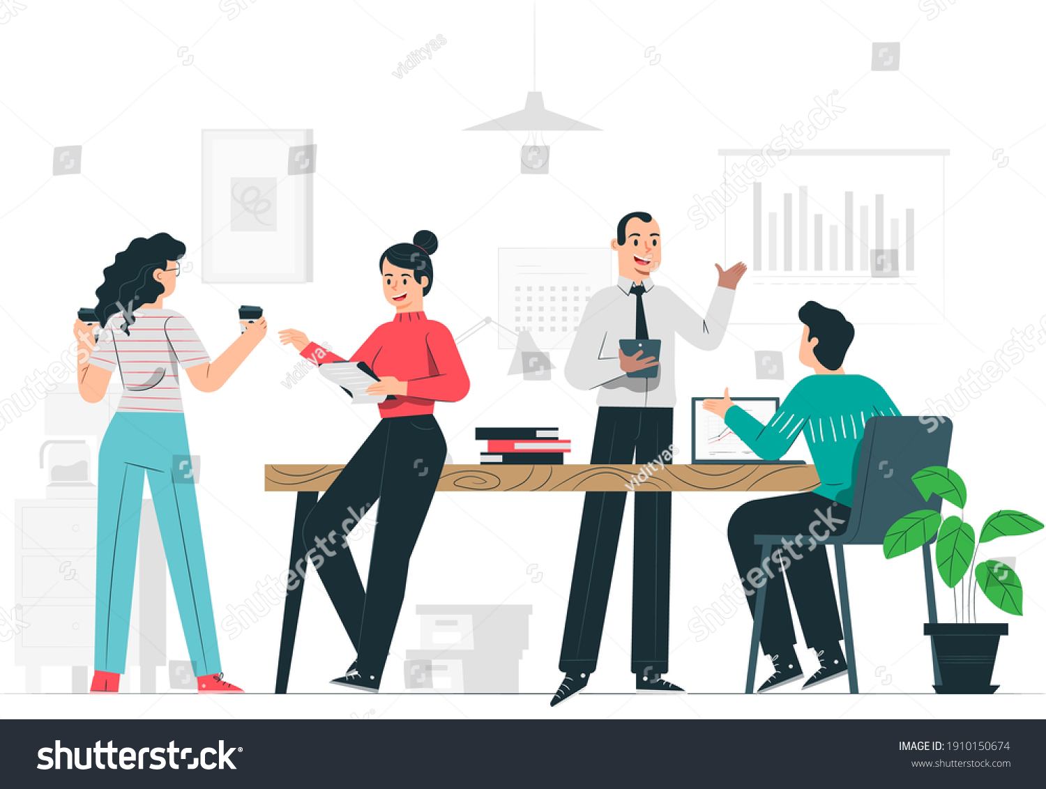 Meeting Office Coworker Illustration Concept Stock Vector (Royalty Free ...