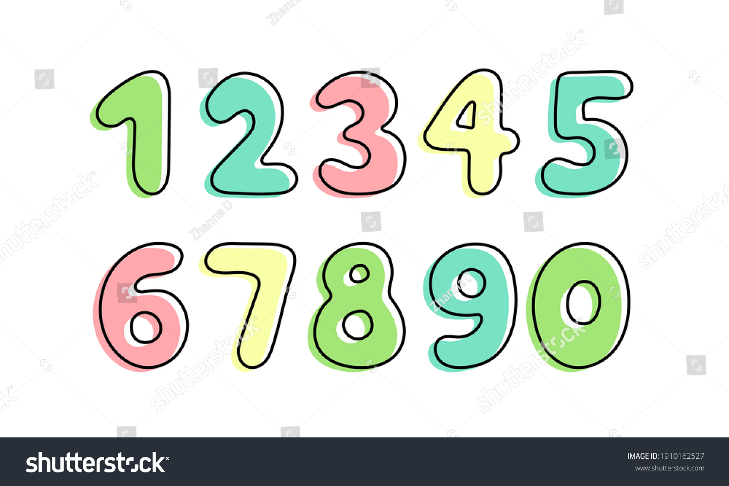 Kids Number Set Isolated On White Stock Vector (Royalty Free ...