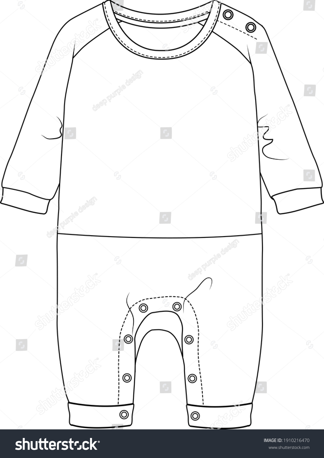 Baby Overalls Design Template Flat Sketch Stock Vector (Royalty Free ...