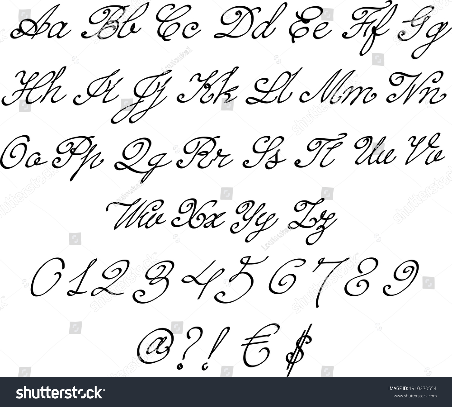 Vector Lettering Font English Alphabet Romantic Stock Vector (Royalty ...