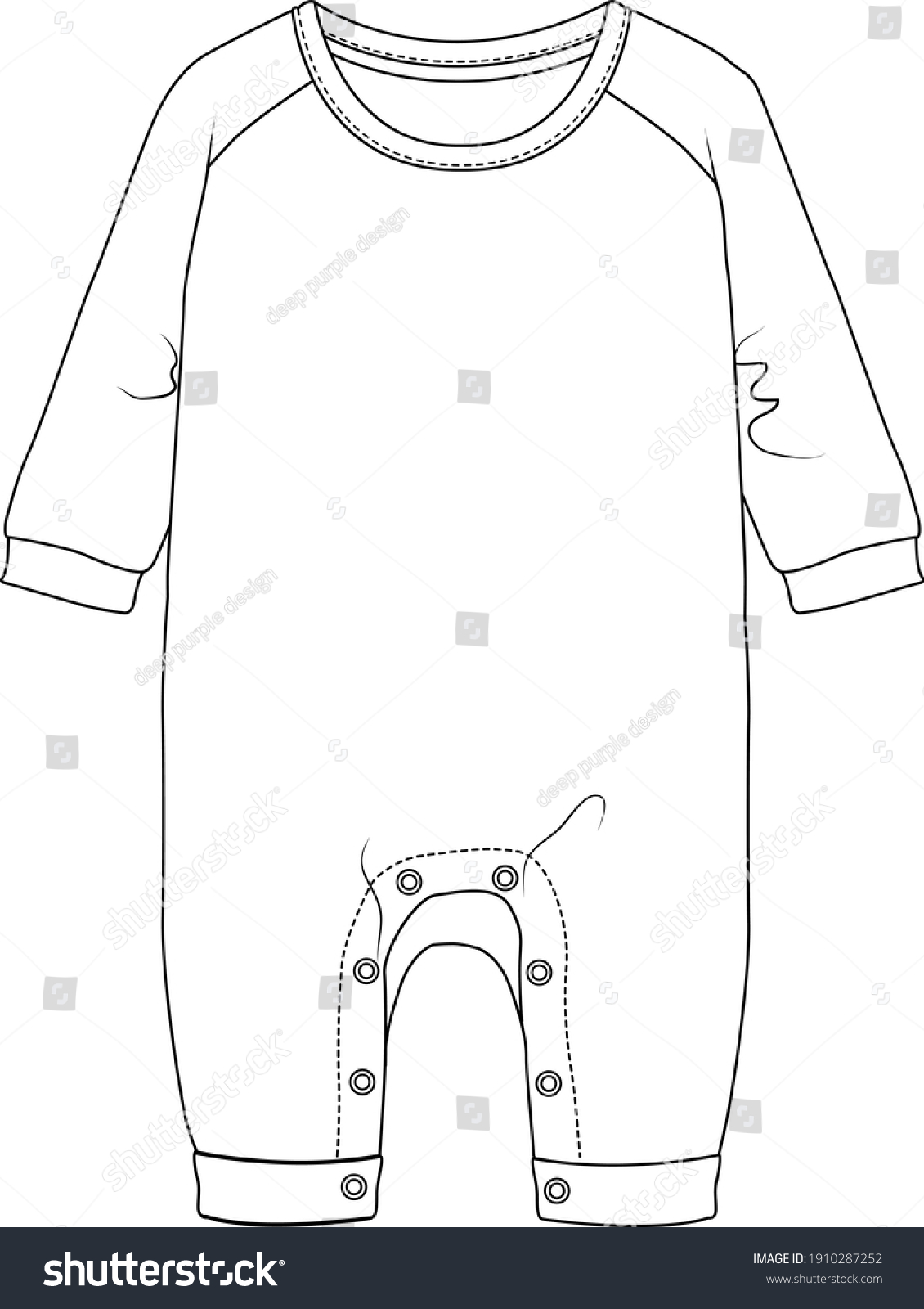 Baby Rompers Design Flat Sketch Template Stock Vector (Royalty Free ...