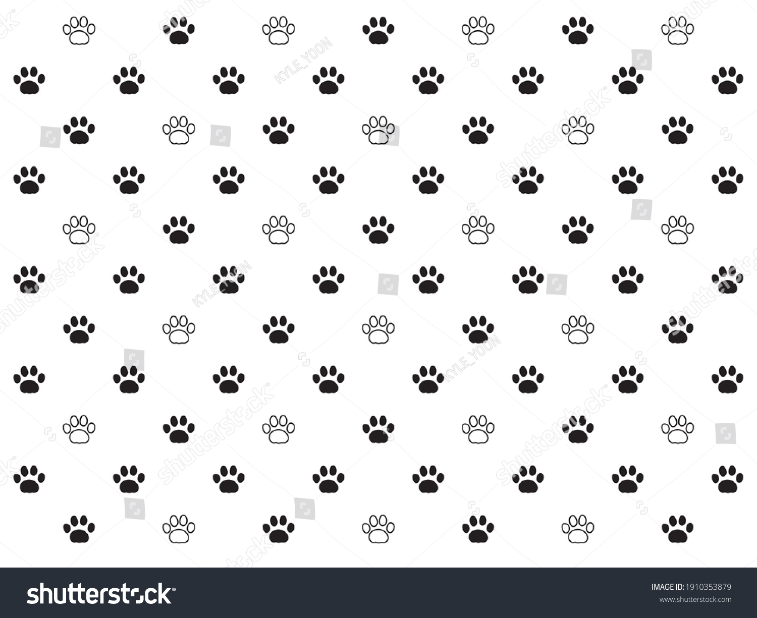 Black White Animal Footprint Dot Pattern Stock Vector (Royalty Free ...