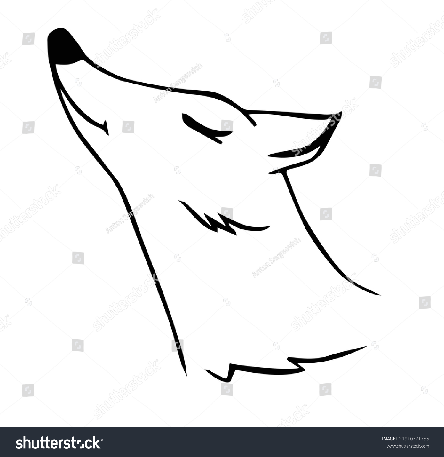 Cute Head Cartoon Wolf Stock Vector (Royalty Free) 1910371756 ...