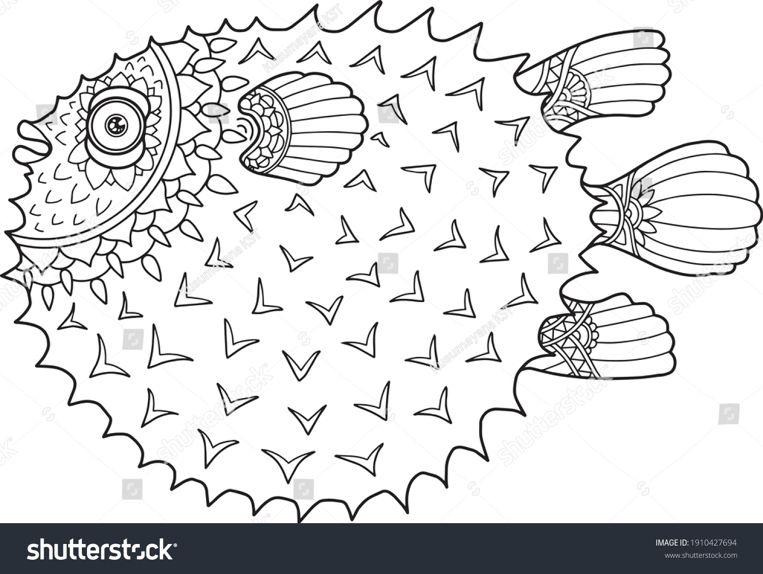 Puffer Fish Coloring Page Design Clear Stock Vector (Royalty Free