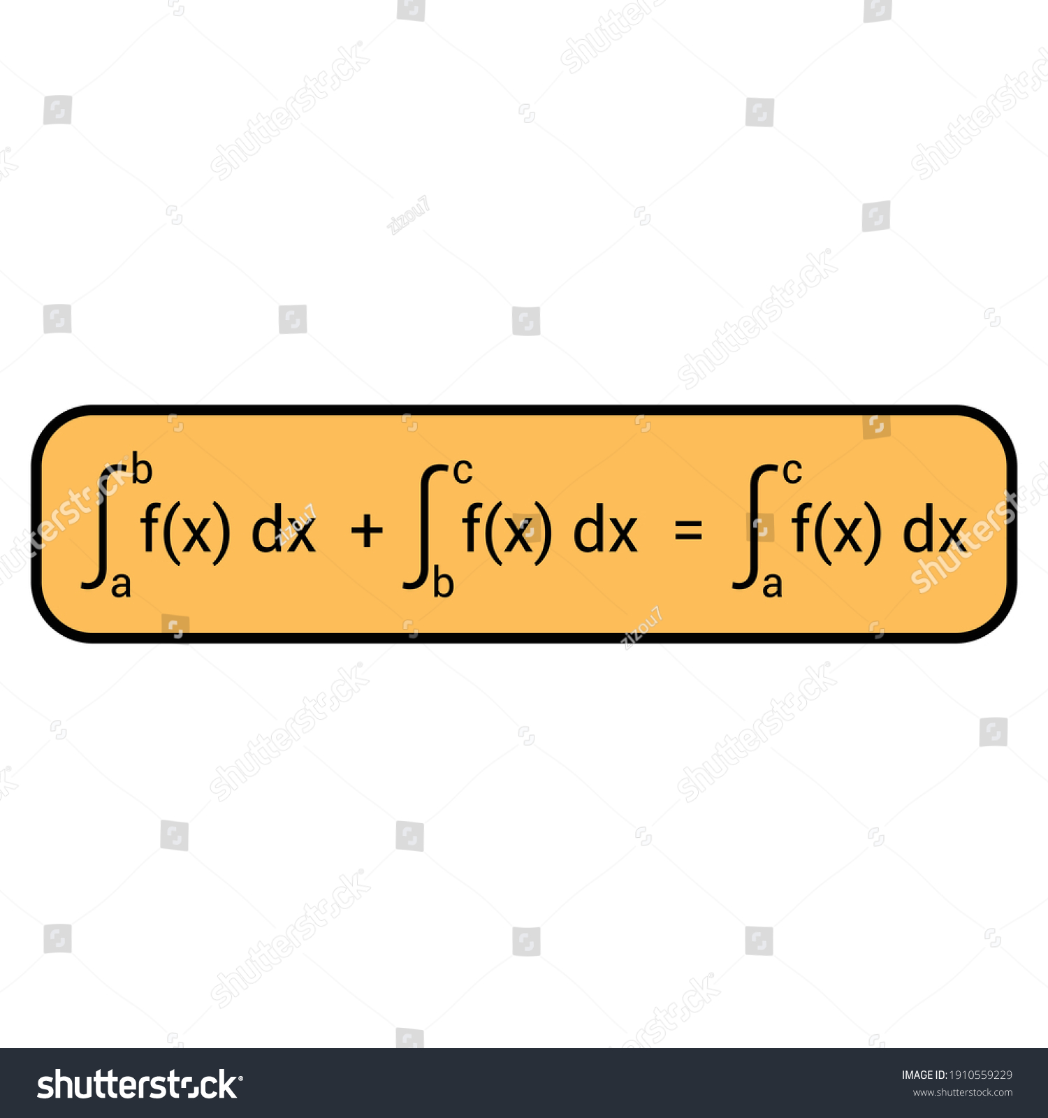 Additivity Rule Definite Integrals Stock Vector Royalty Free