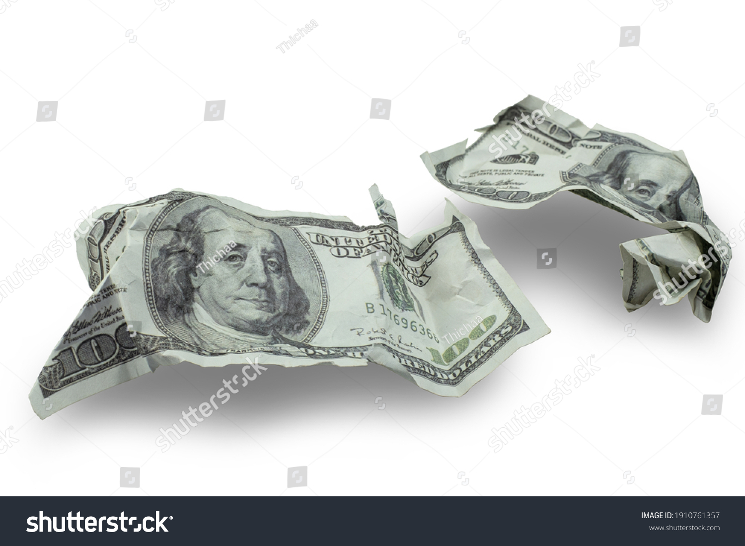 Money Crushed One Hundred Dollar Bills Stock Photo 1910761357 ...