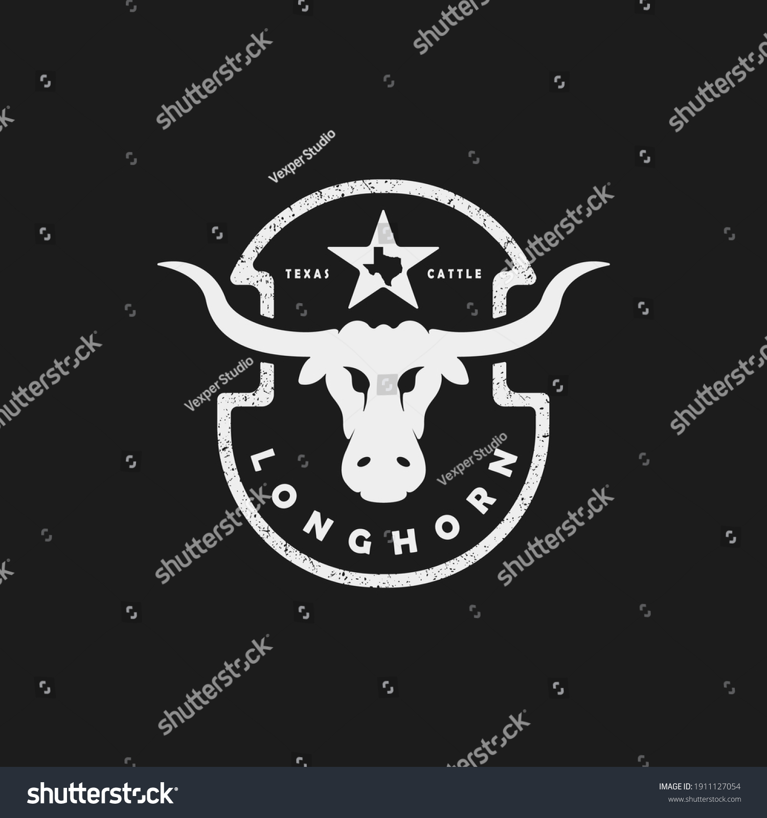 Texas Longhorn Western Bull Label Logo Stock Vector (Royalty Free ...