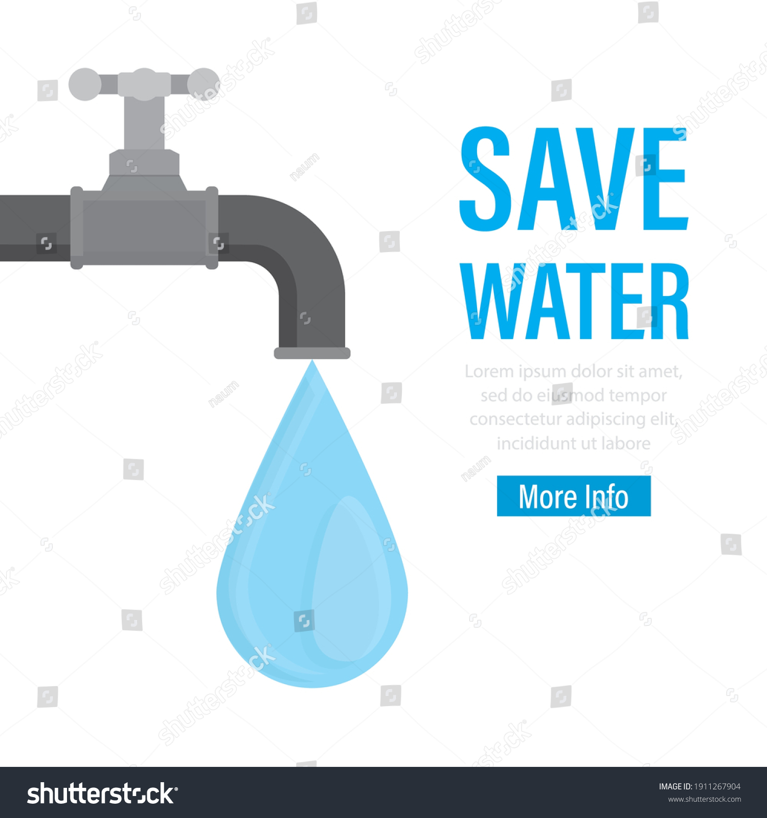 Save Water Landing Page Templare Water Stock Vector (Royalty Free ...