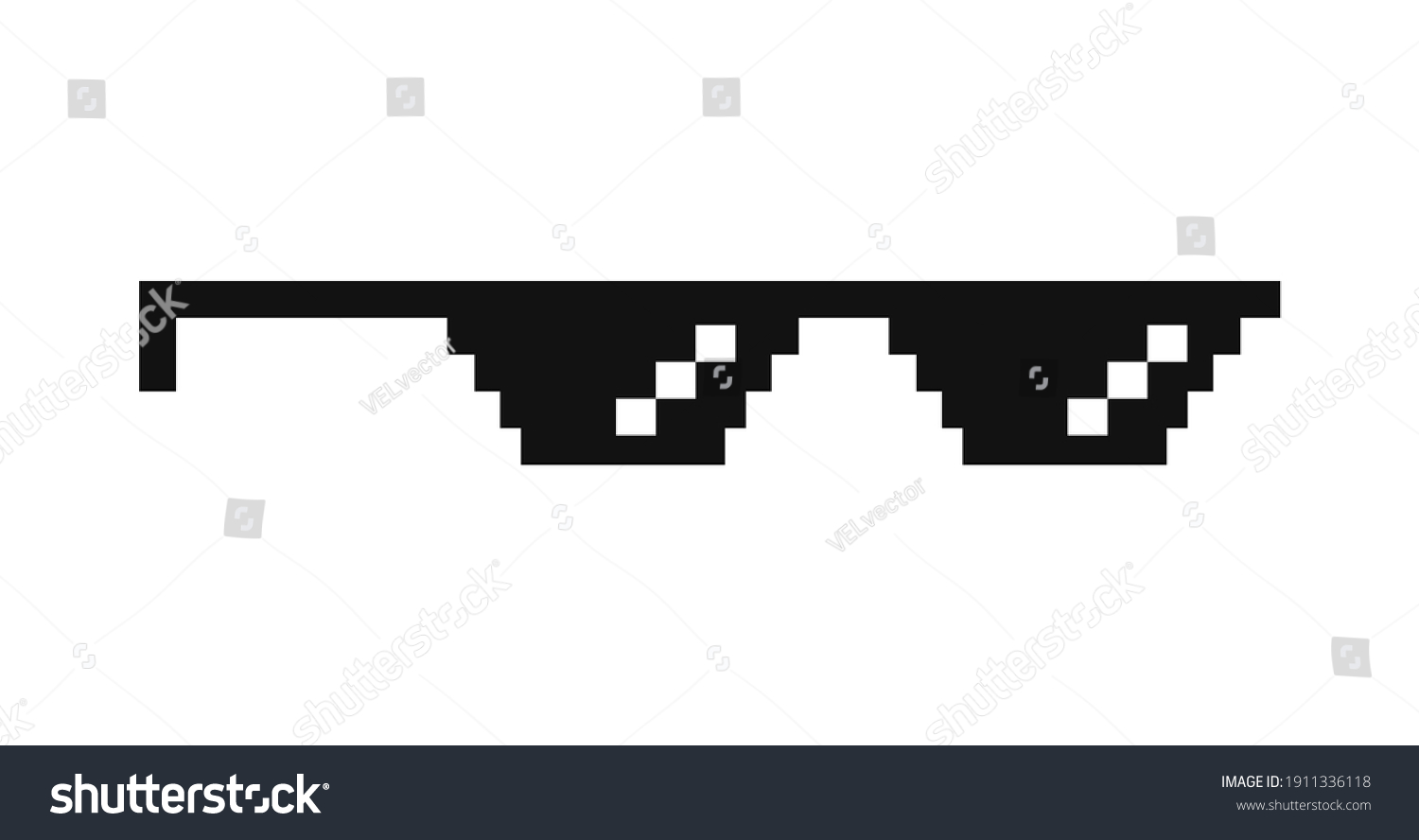 Pixel Glasses Black White Vector Illustration Stock Vector (royalty 