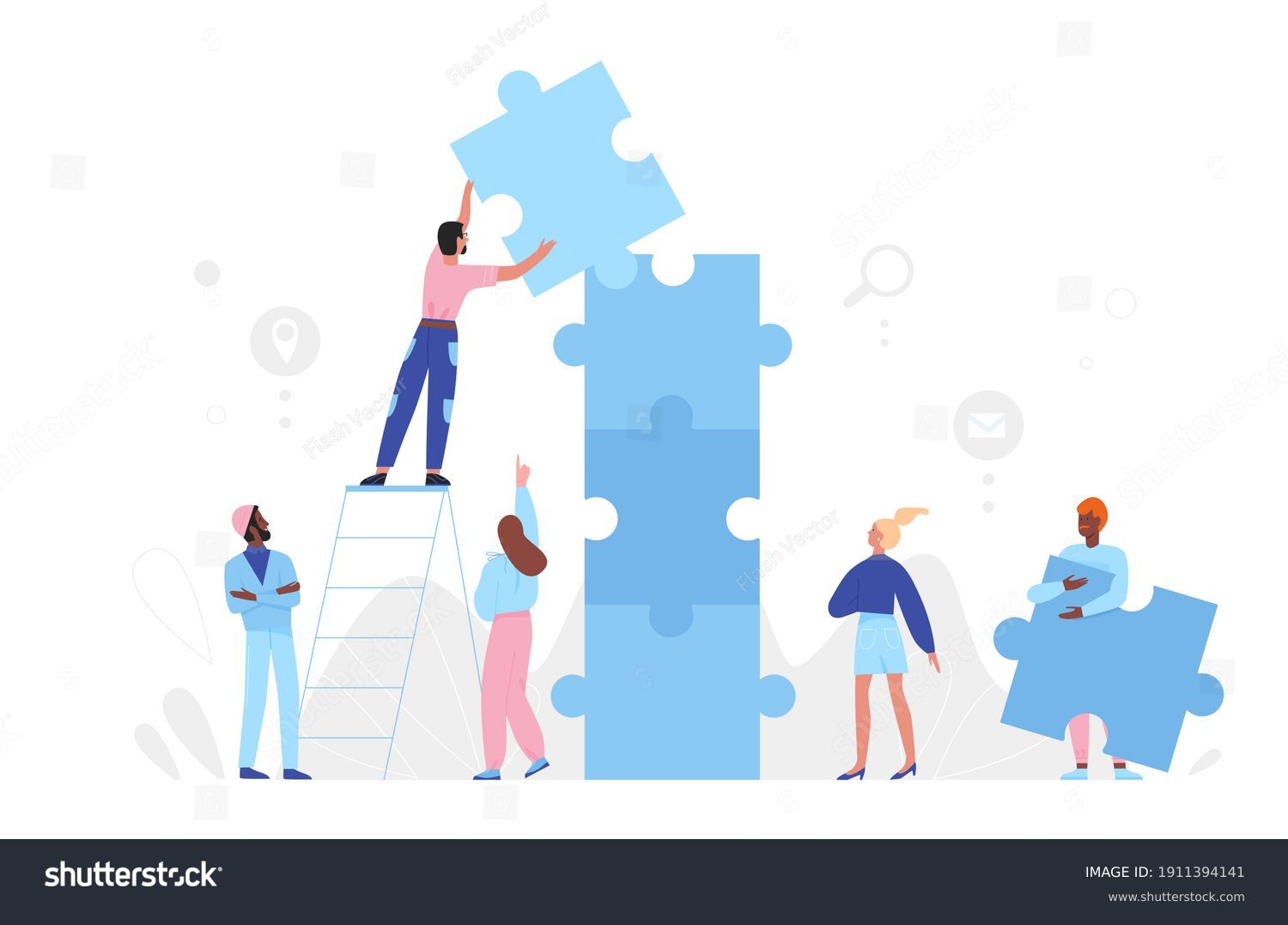 People Team Build Puzzle Partnership Concept Stock Vector (Royalty Free ...