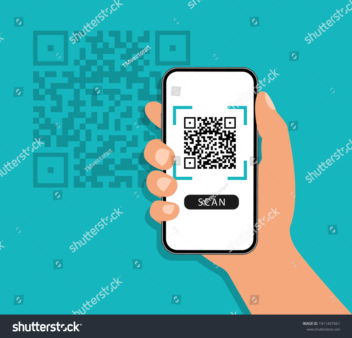 Qr Code Scan Smartphone Qr Code Stock Vector (Royalty Free) 1911447661 ...