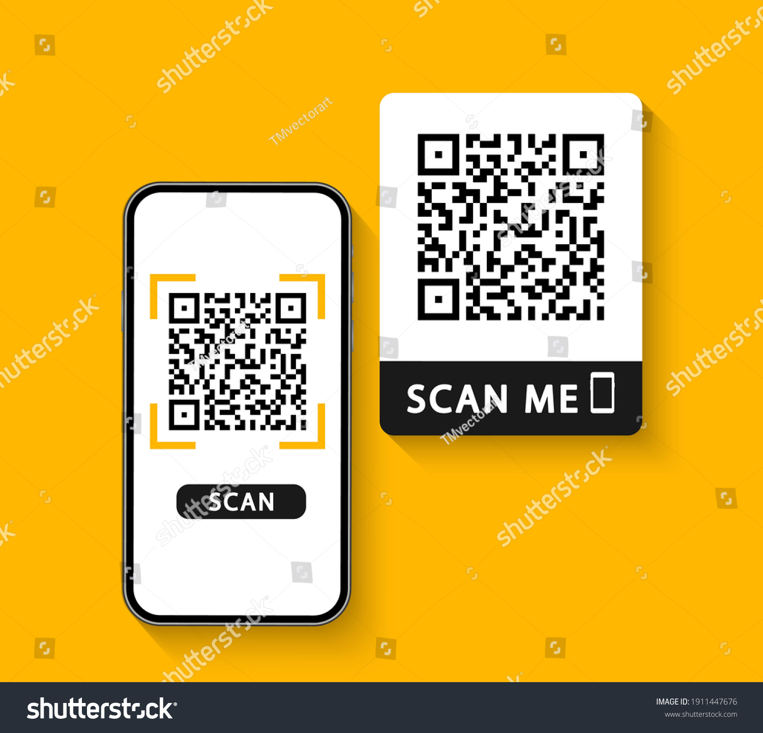 Qr Code Scan Smartphone Qr Code Stock Vector (Royalty Free) 1911447676 ...