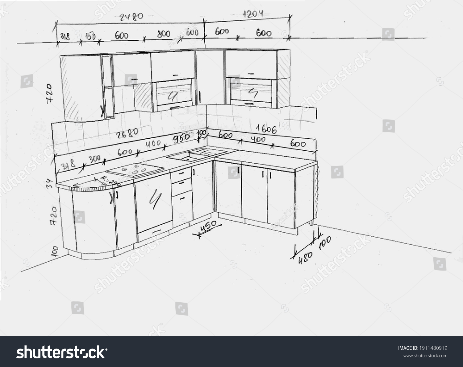 кухня высота фартука от пола