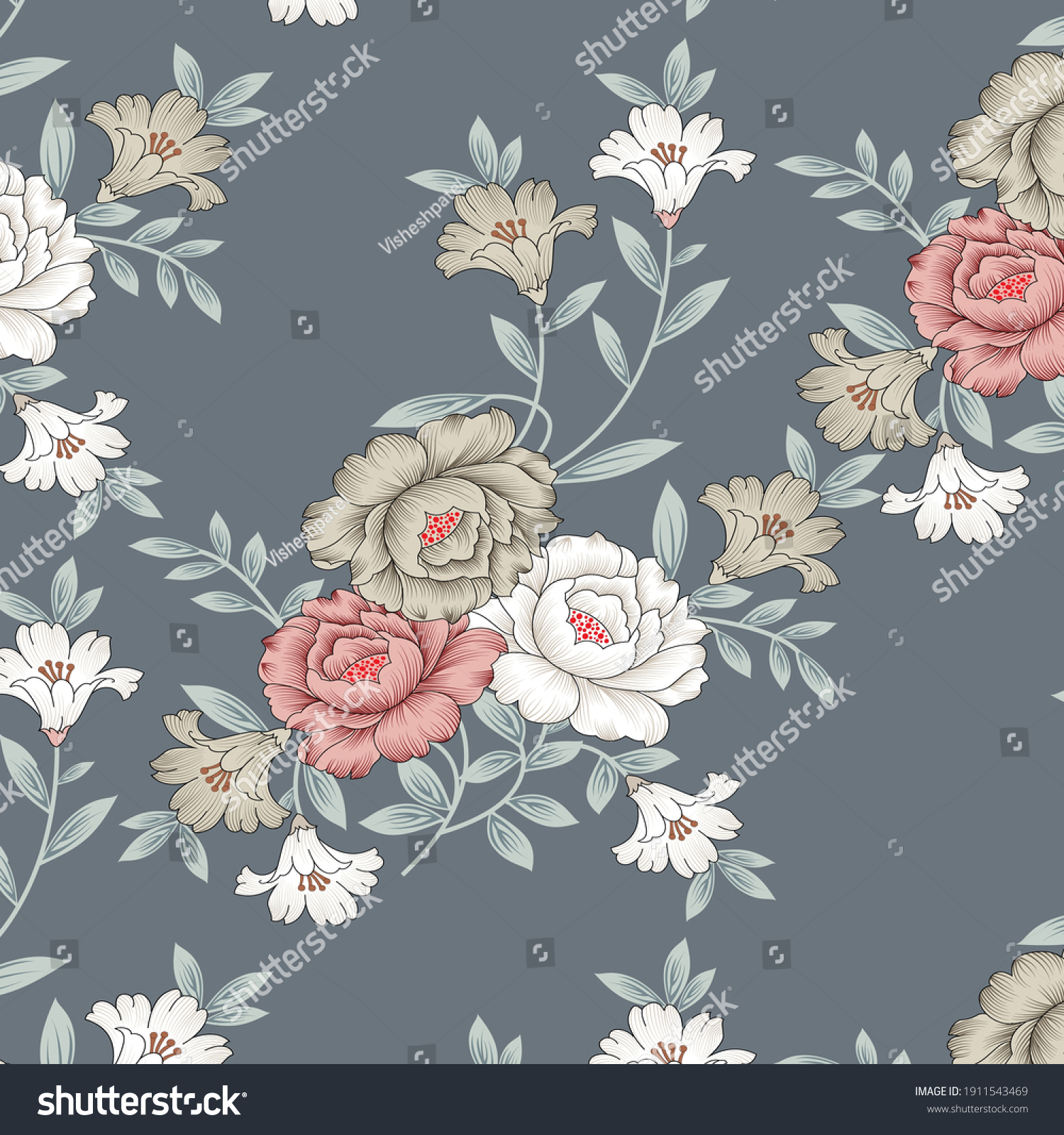 Seamless Vector Flower Bunch Design Pattern Stock Vector (Royalty Free ...