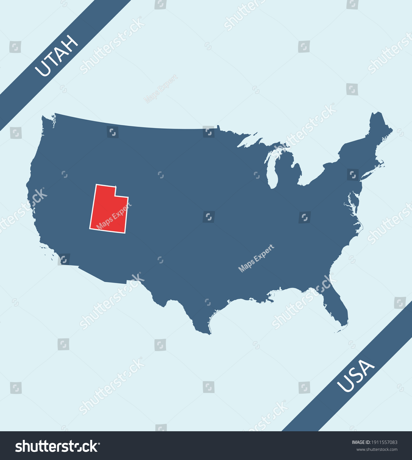 Utah Highlighted On Usa Map Stock Vector Royalty Free 1911557083 Stock Vector Utah Highlighted On Usa Map 1911557083