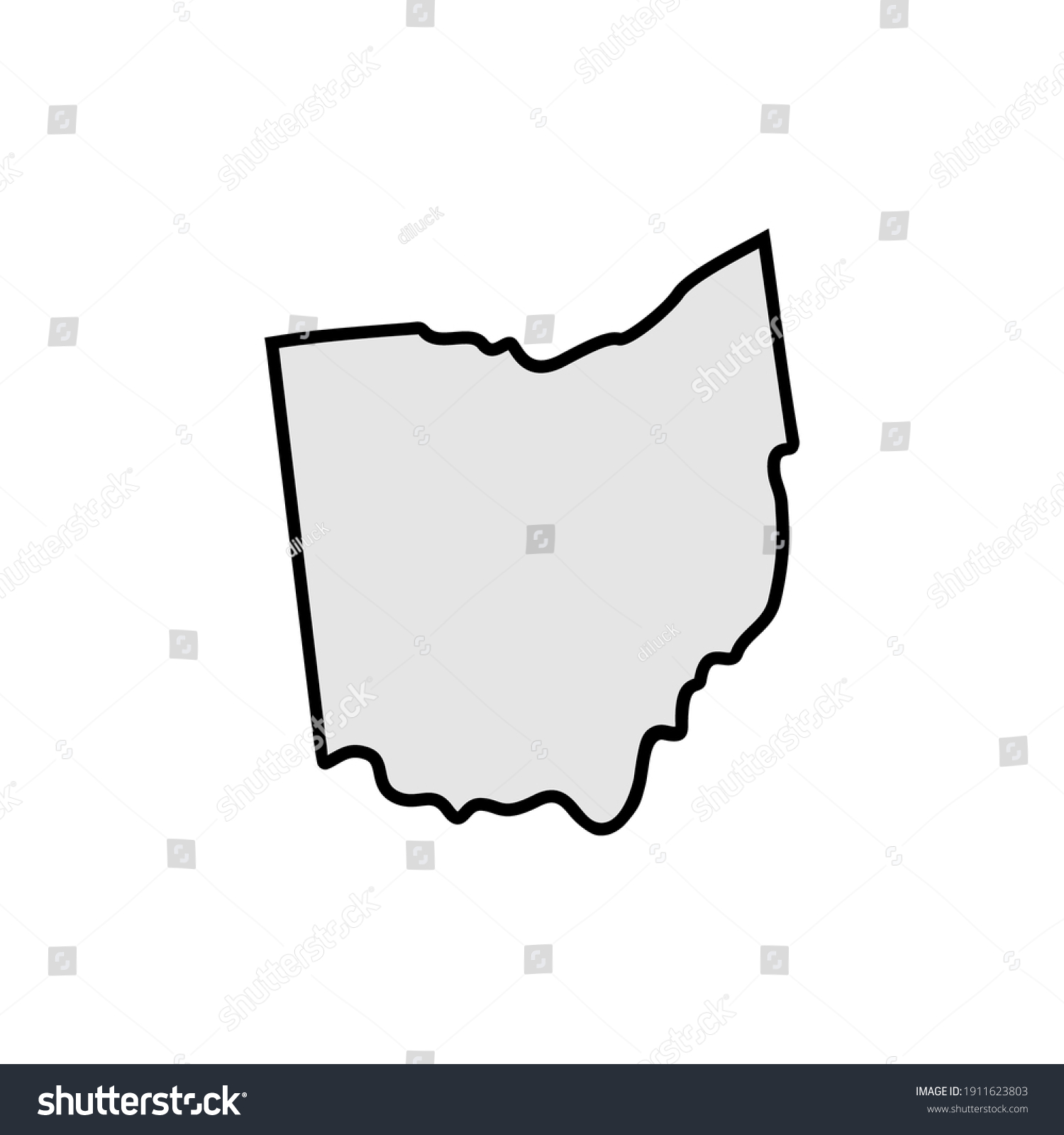 United States America Ohio State Border Stock Vector (Royalty Free ...