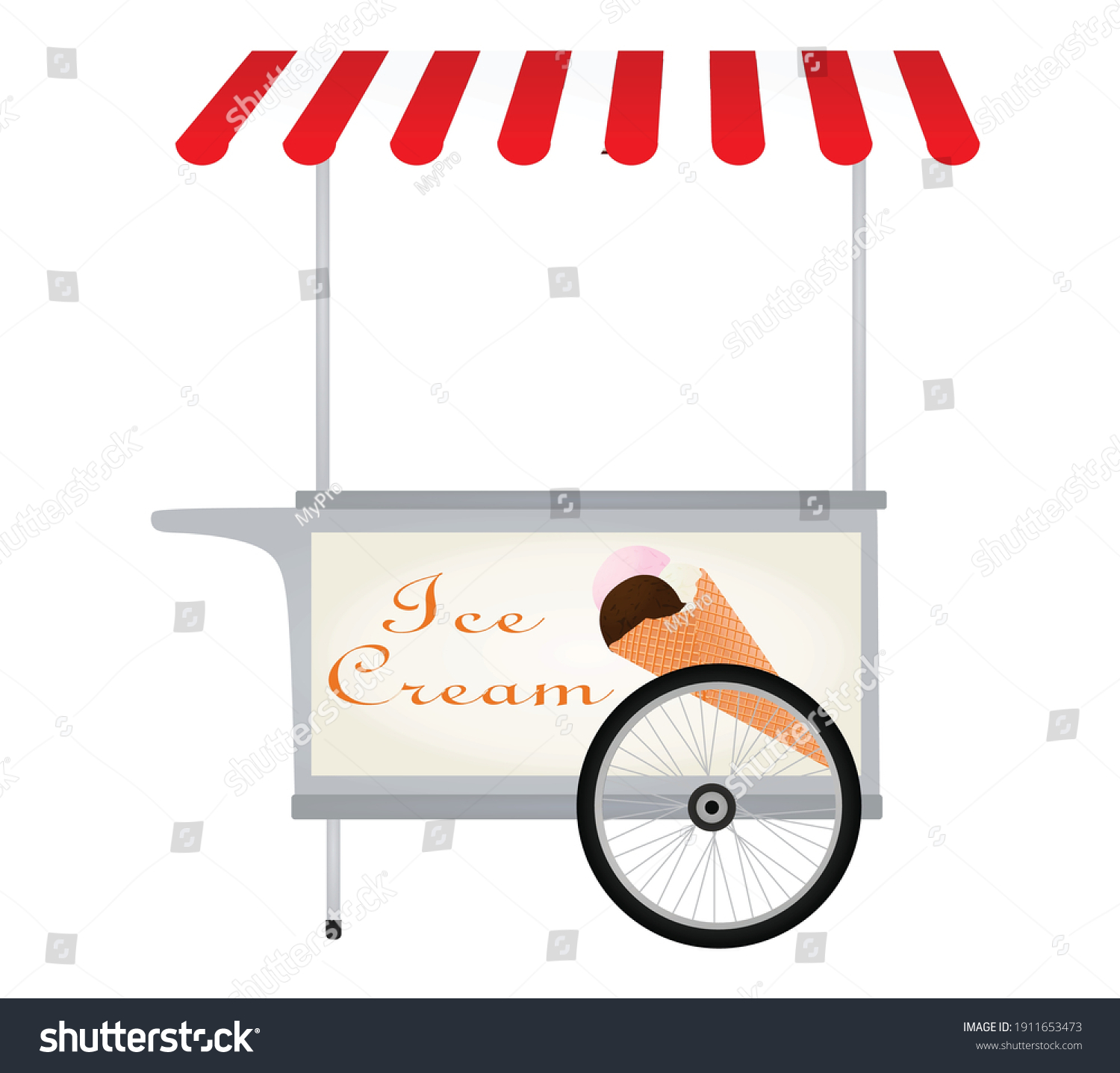 Ice Cream Cart Vector Illustration Stock Vector (royalty Free 