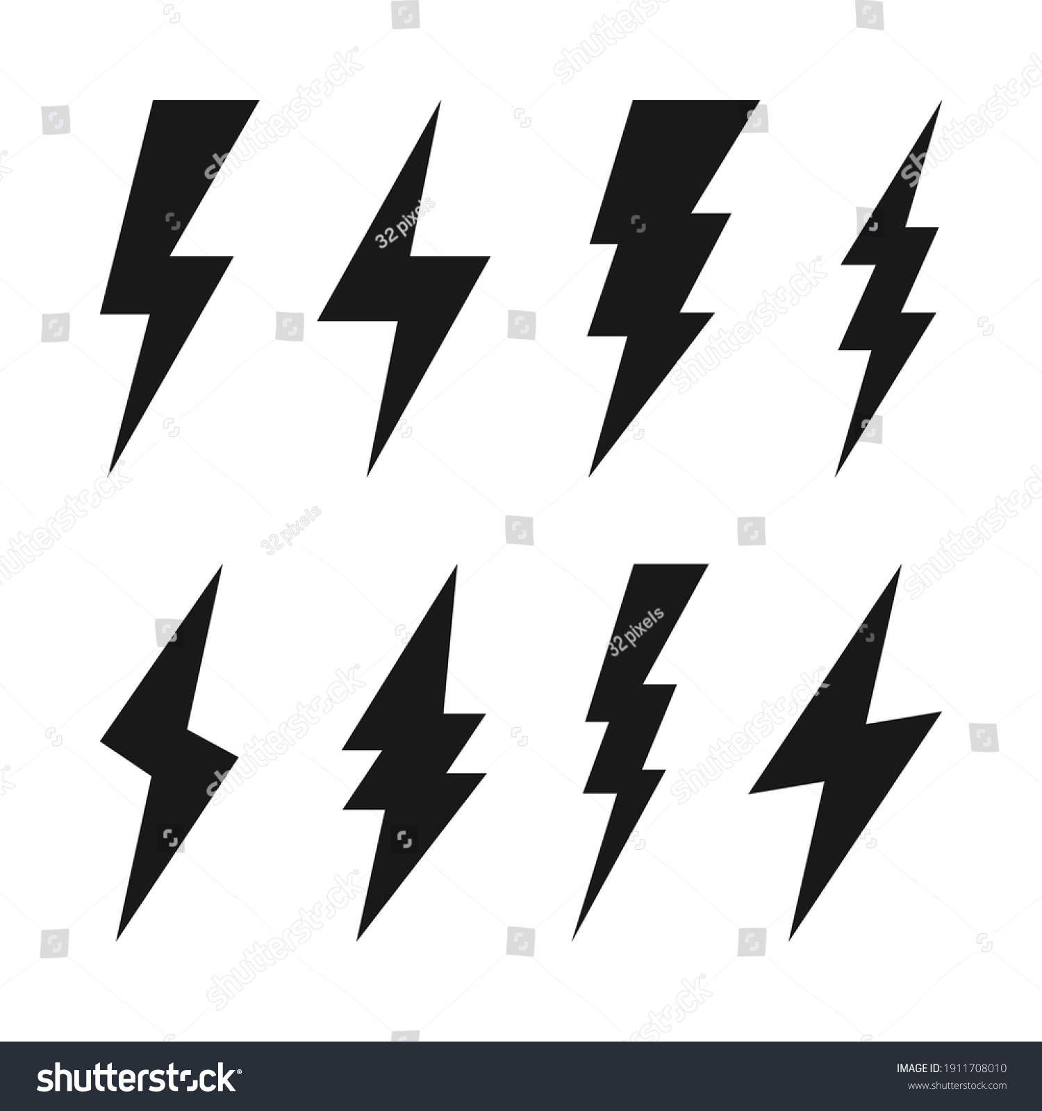 Lightning Bolt Icons Collection Flash Symbol Stock Vector (Royalty Free ...