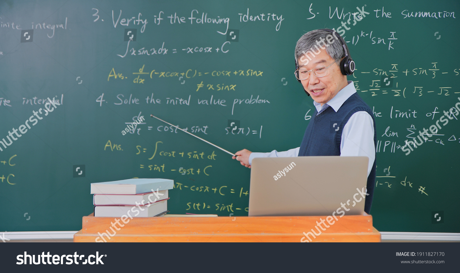 Asian Senior Male Calculus Professor Wearing Stock Photo 1911827170 ...