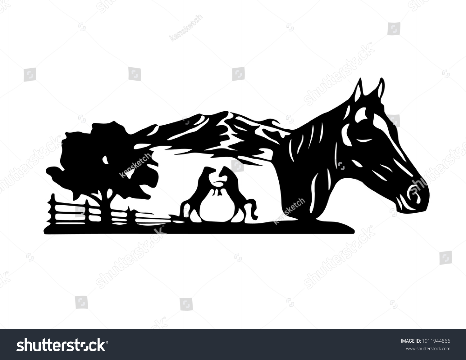 Horse Western Clipart Silhouettes Scene Stock Vector (Royalty Free ...