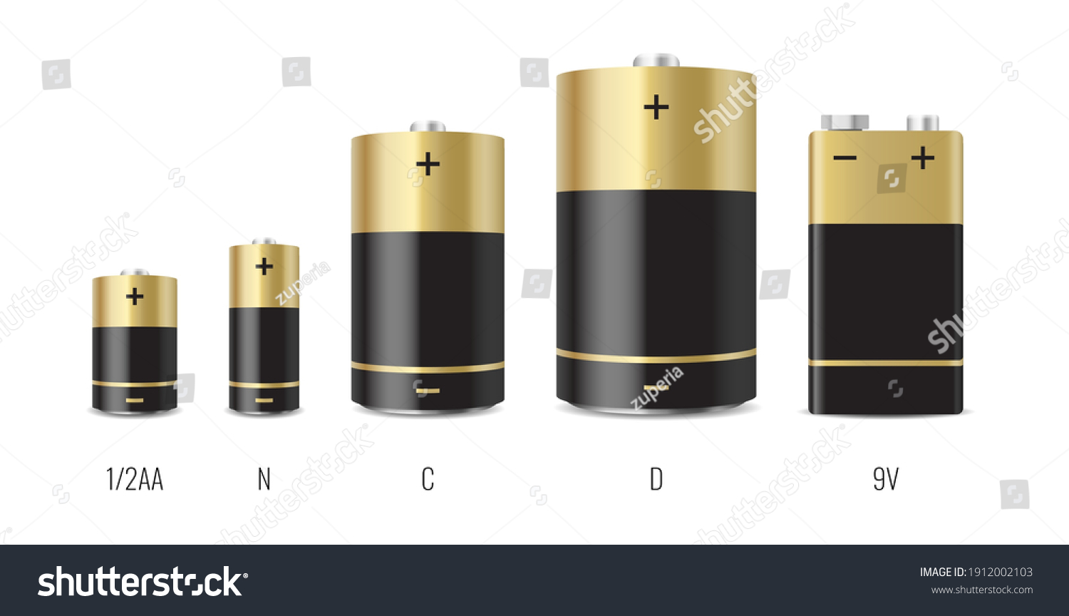 Alkaline Batteries Realistic Style Set Different Stock Vector (Royalty ...