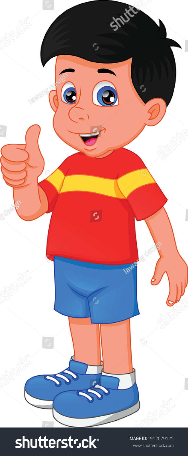 Cartoon Boy Thumbs On White Background Stock Vector (Royalty Free ...