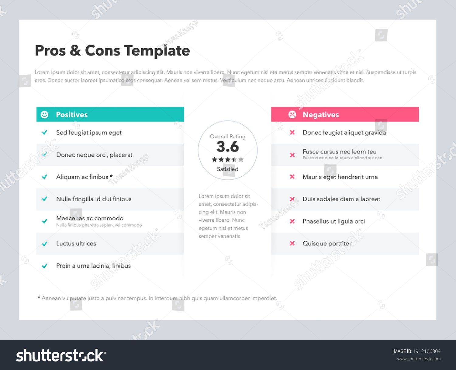 Modern Pros Cons Template Place Your Stock Vector (Royalty Free ...