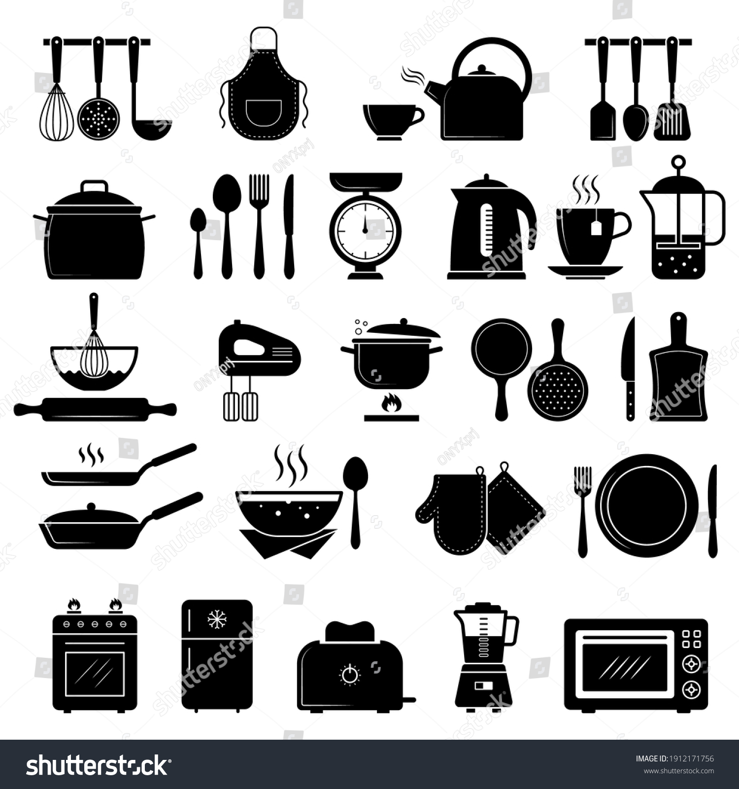 Kitchen Icon Food Cooking Utensils Whisk Stock Vector (Royalty Free ...