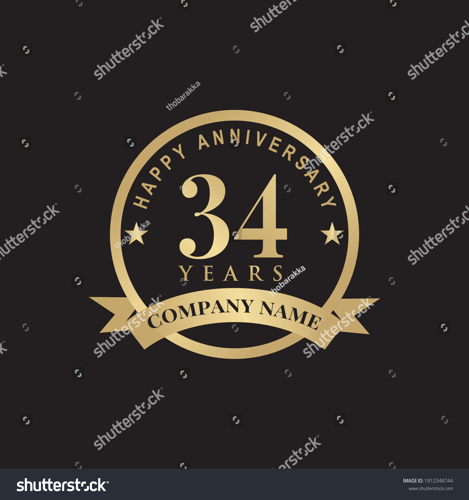 34th Year Celebrating Anniversary Logo Design Stock Vector (Royalty ...