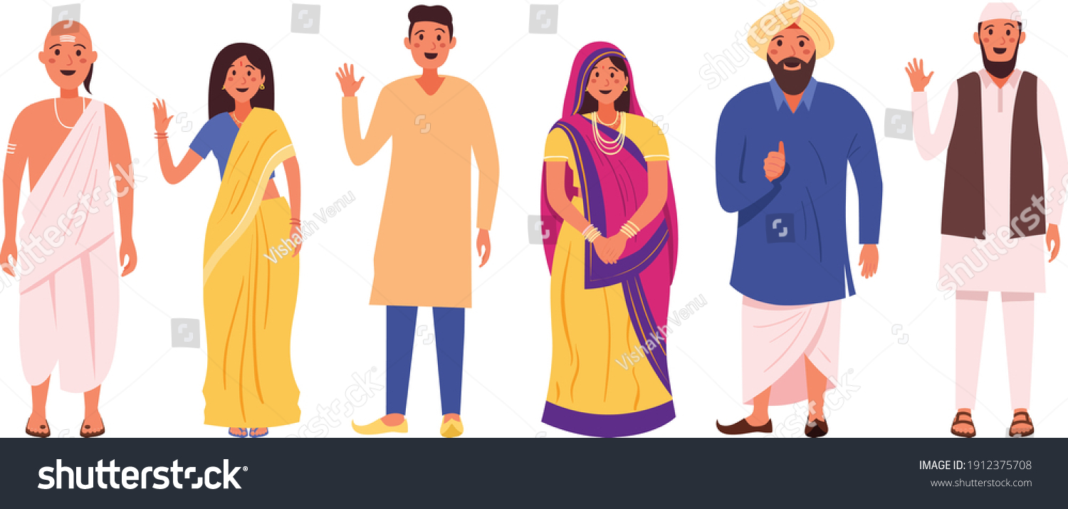 Indian People Standing Group Indian People Stock Vector (Royalty Free ...