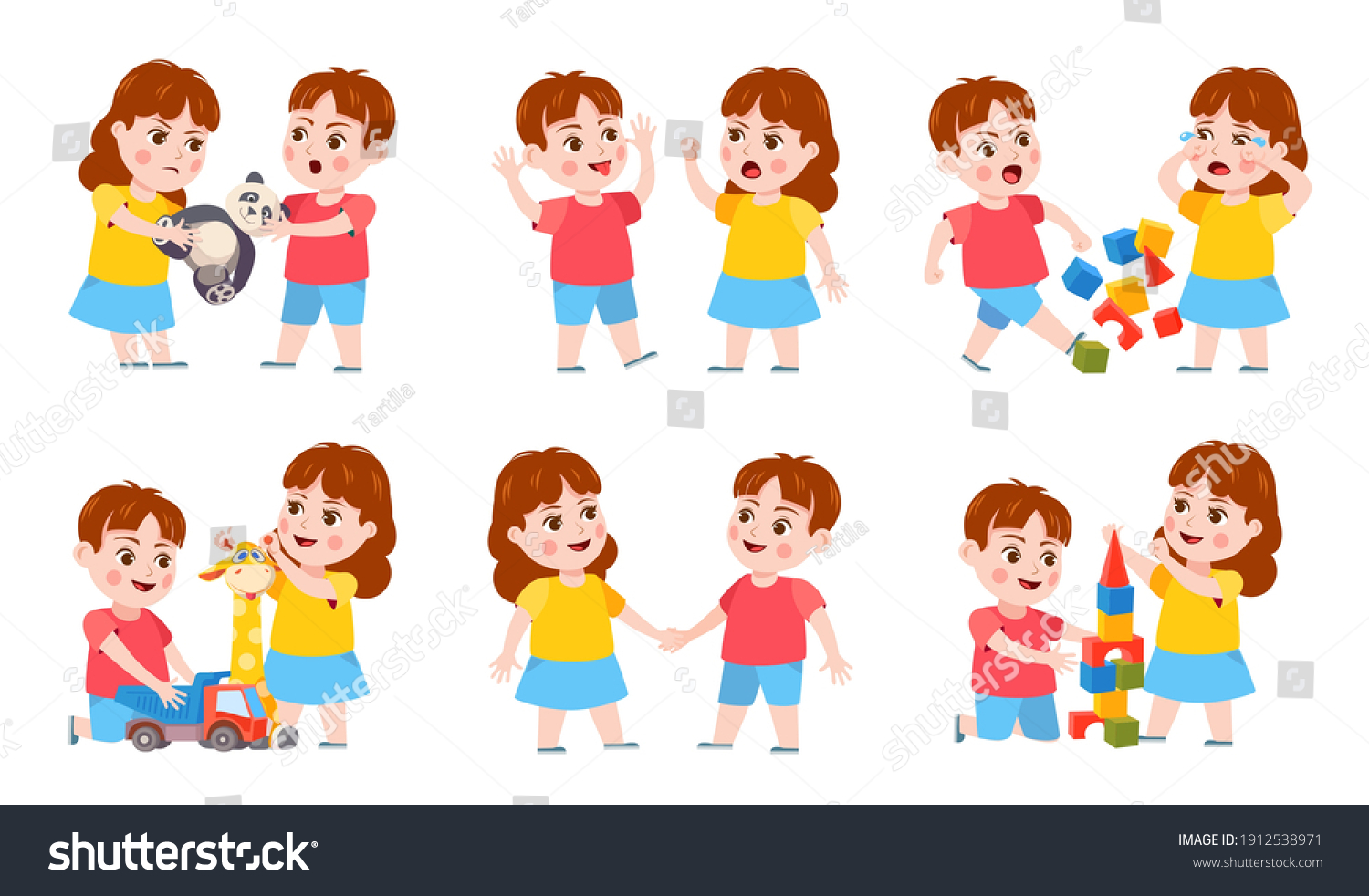 Brother Sister Fight Cartoon Siblings Angry Stock Vector (Royalty Free ...