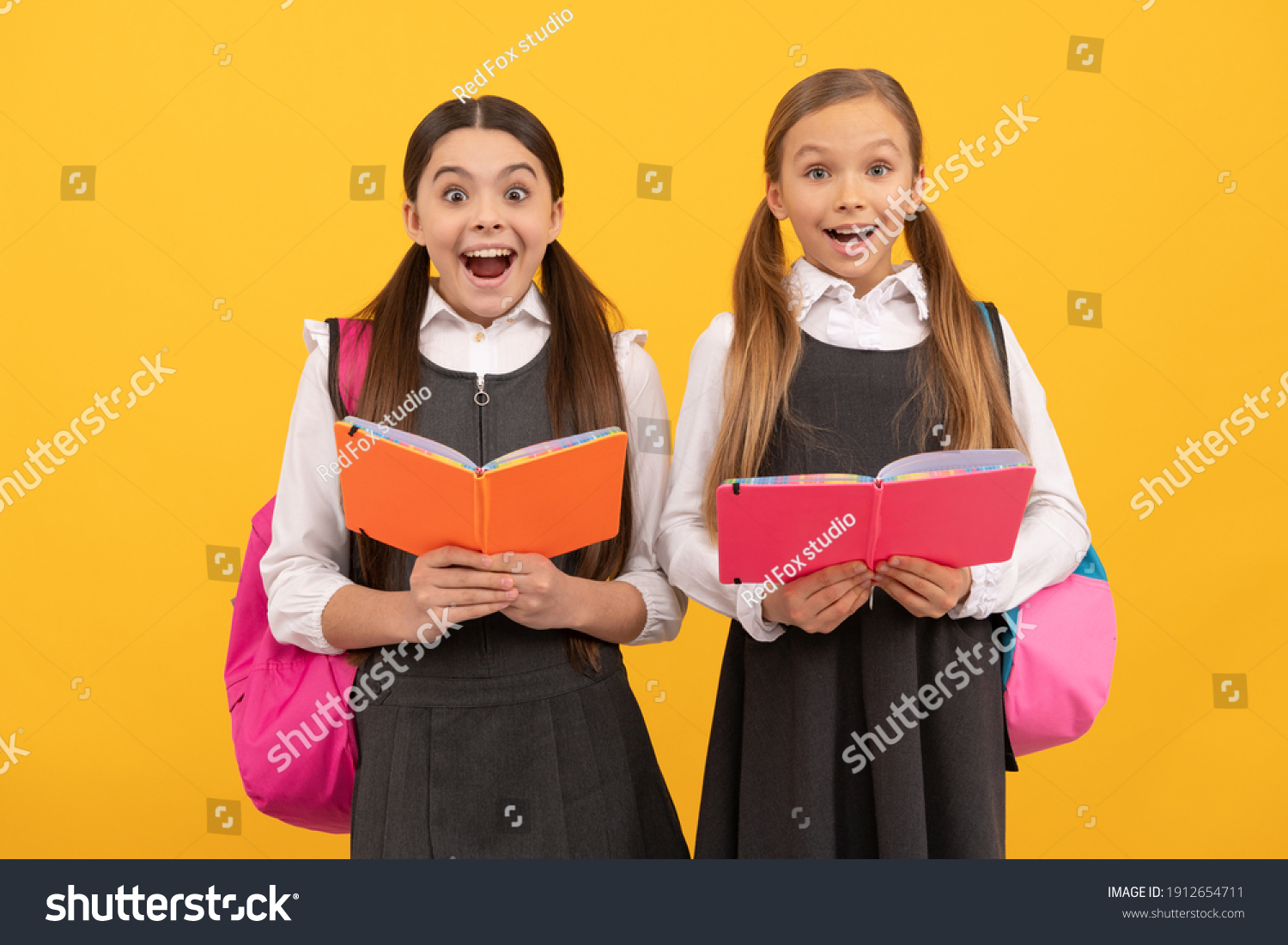 Surprised Children Formal Uniforms Read School Stock Photo 1912654711 ...