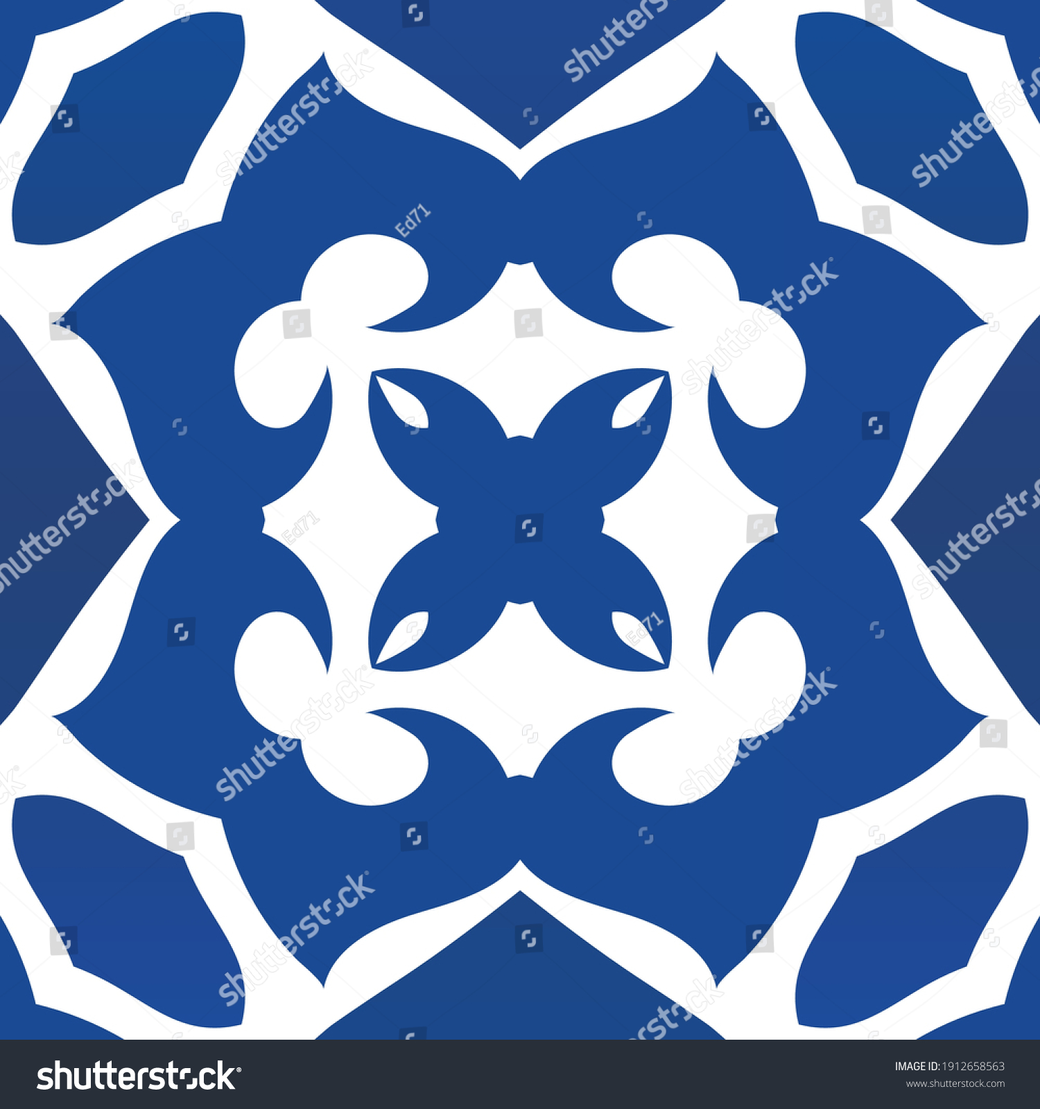 Antique Portuguese Azulejo Ceramic Graphic Design Stock Vector (Royalty ...