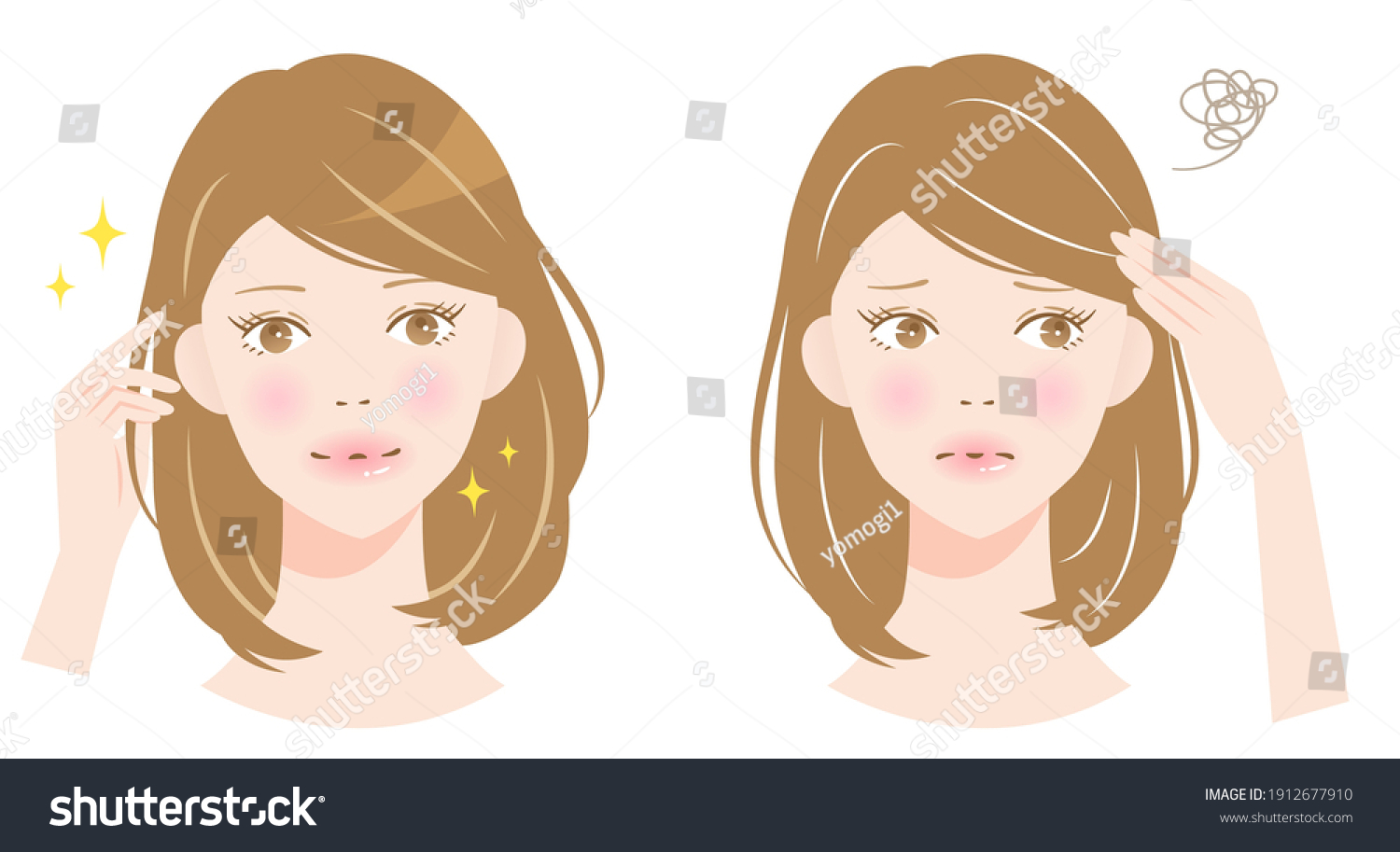 Gray Hair Woman Before After Illustration Stock Vector (Royalty Free ...