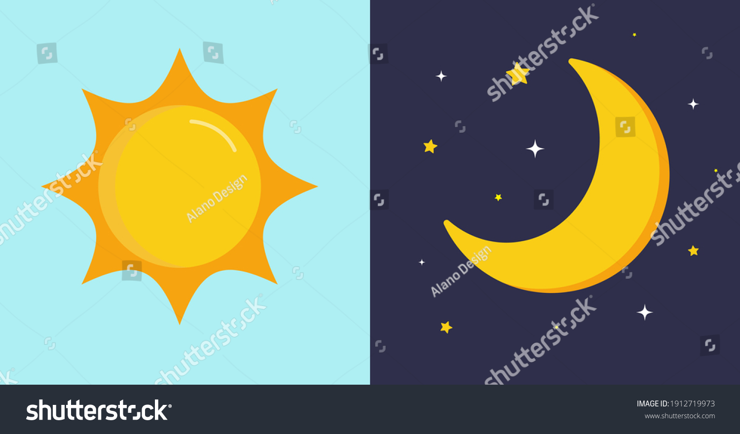 Day Night Sun On Blue Background Stock Vector (Royalty Free) 1912719973 ...