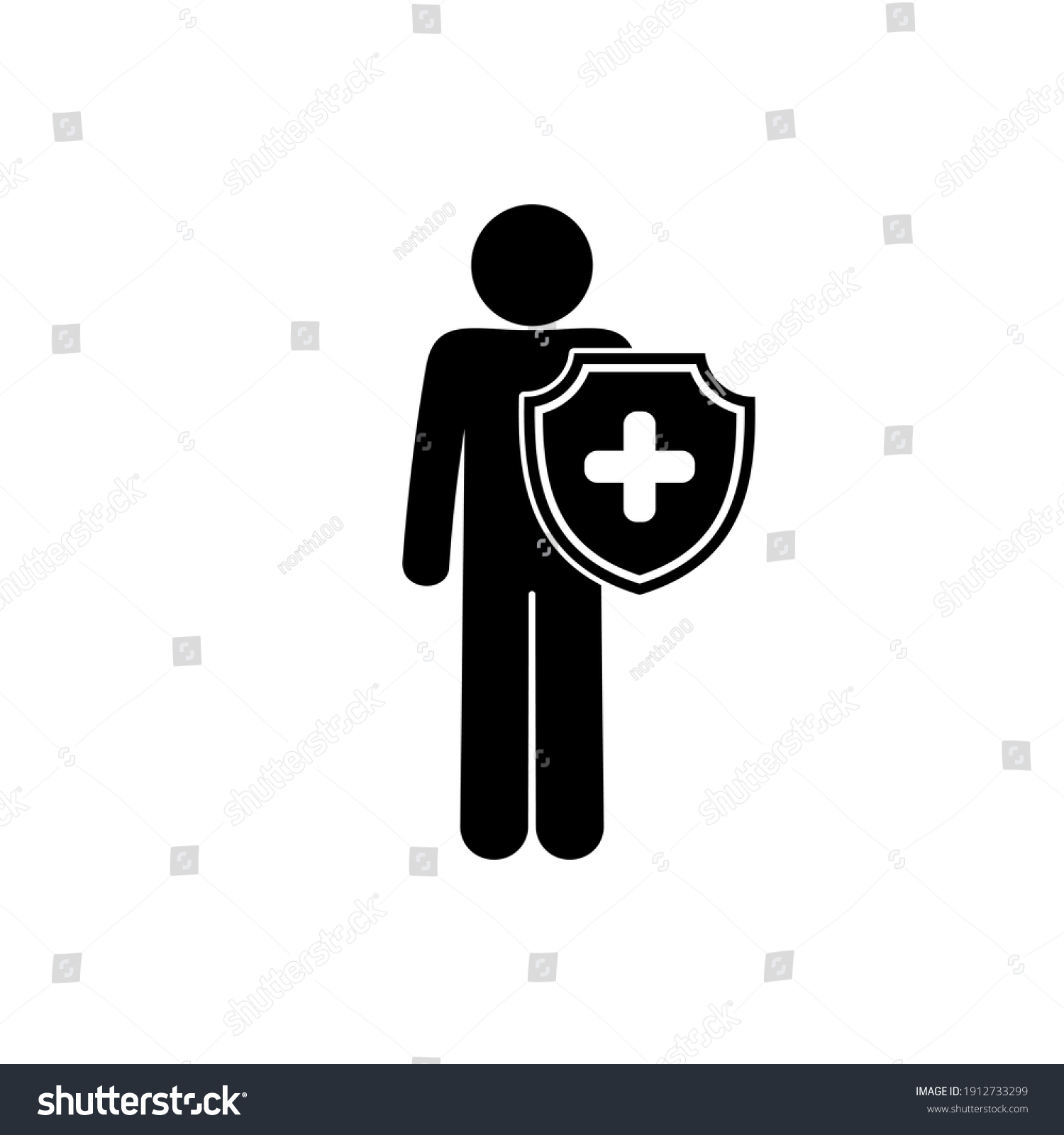 Man Shield Isolated Stick Figure Pictogram Stock Vector (Royalty Free ...