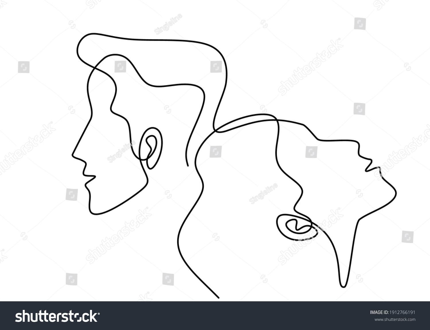 Continuous One Line Drawing Man Woman Stock Vector Royalty Free