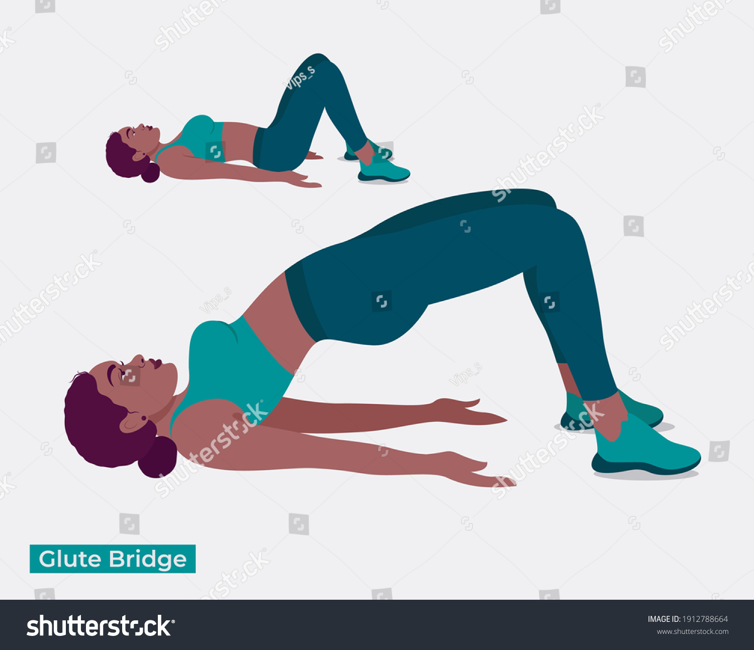 Glute Bridge Exercise Women Workout Fitness Stock Vector Royalty Free 1912788664 Shutterstock 3866