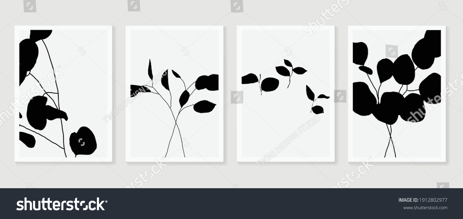 Botanical Wall Art Vector Set Foliage Stock Vector (Royalty Free ...