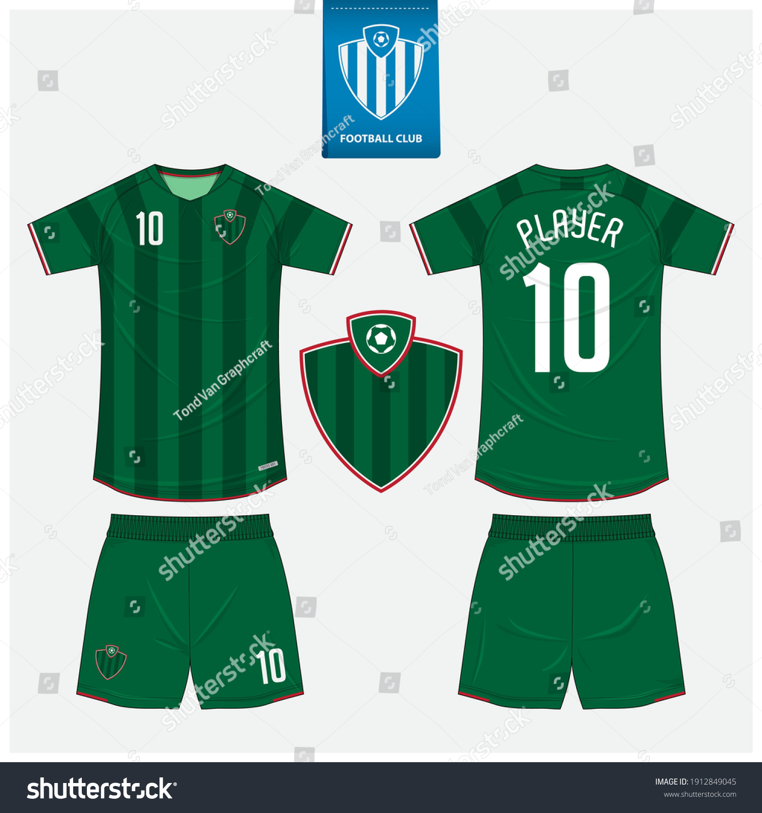 Green Soccer Jersey Football Kit Mockup Stock Vector (Royalty Free ...