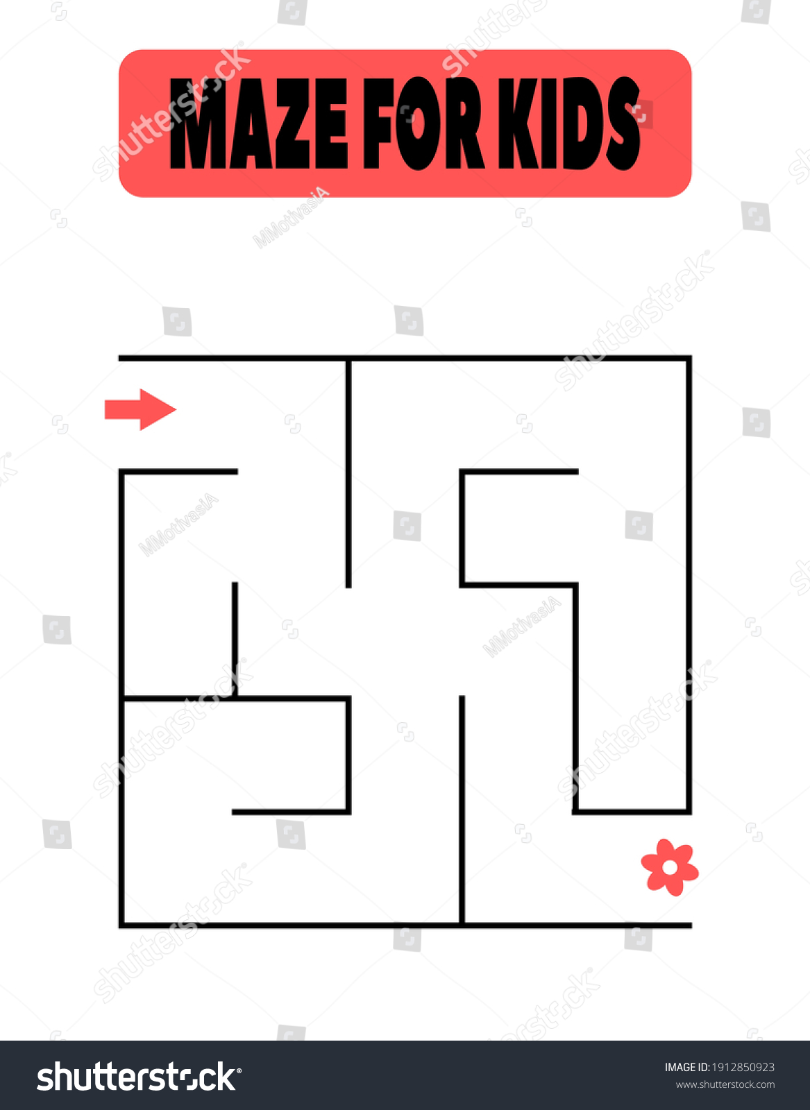 Maze Kids Preschool Worksheet Game Stock Vector (Royalty Free
