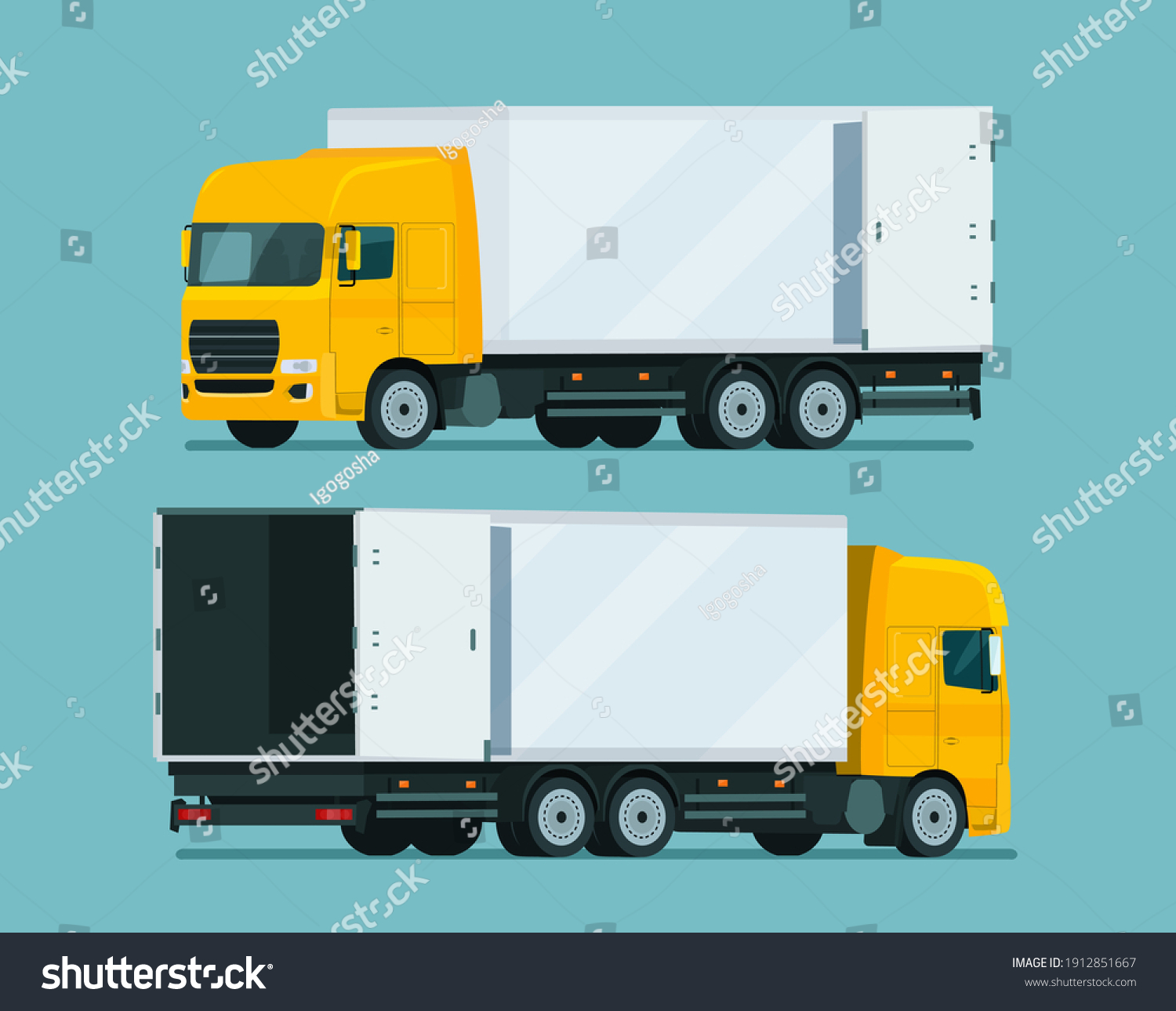 Cargo Truck Two Angle Set Truck Stock Vector (Royalty Free) 1912851667 ...