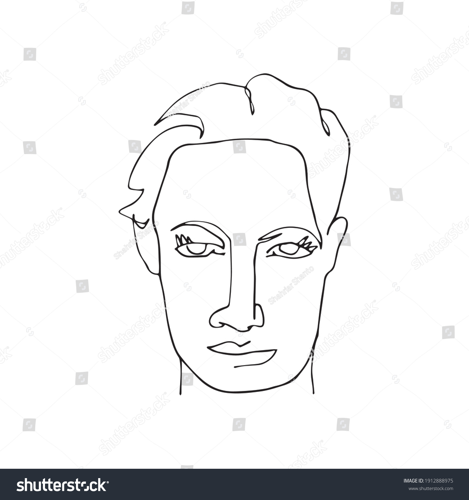 Linear Portrait Abstract Woman Face Stock Vector Royalty Free