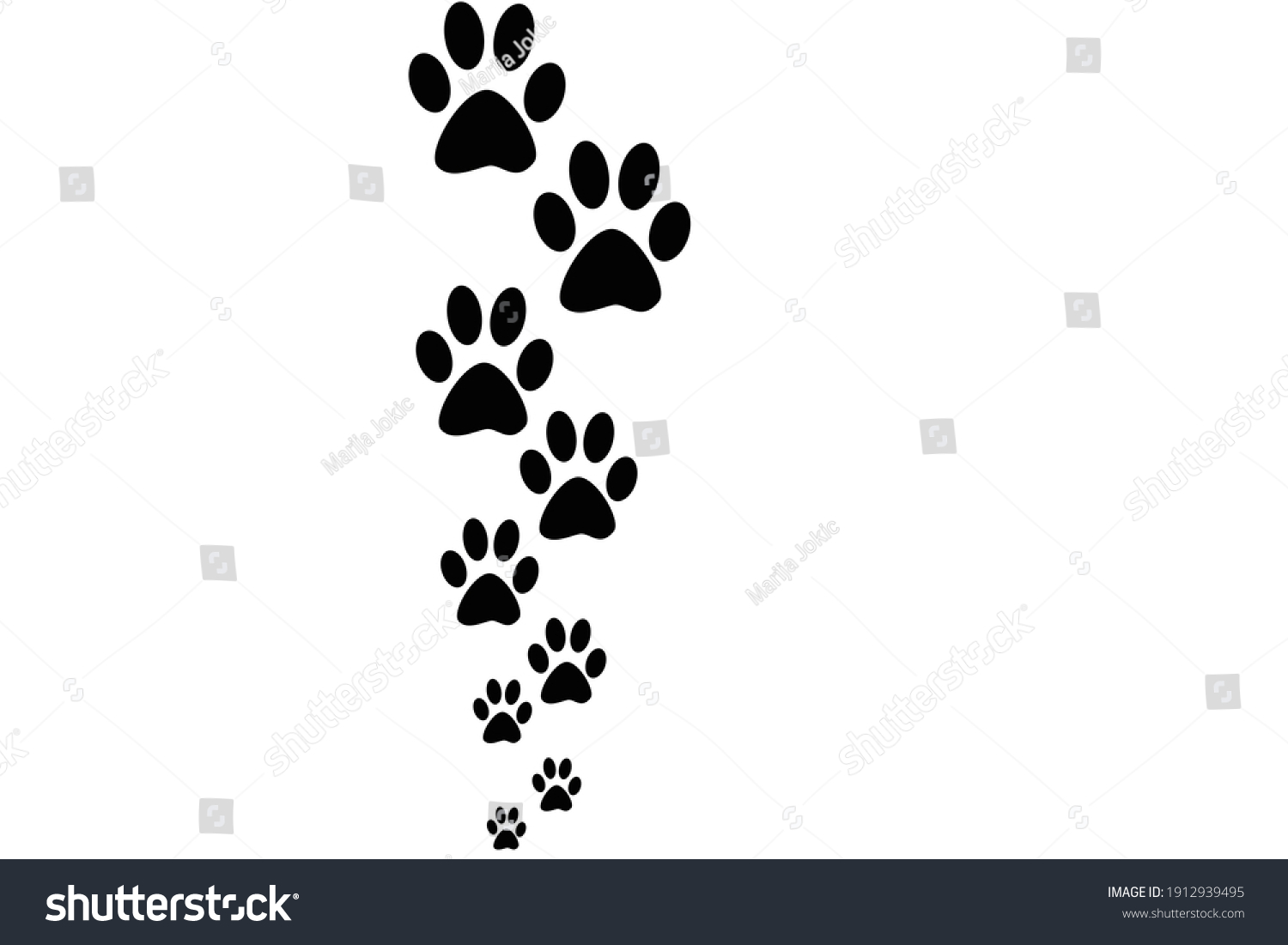 Black Paw Print On White Background Stock Illustration 1912939495 ...